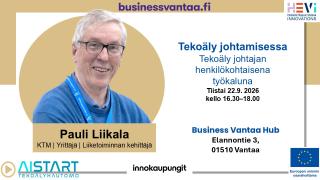 Pauli Liikala tilaisuuden puhujana 22.9.2026.