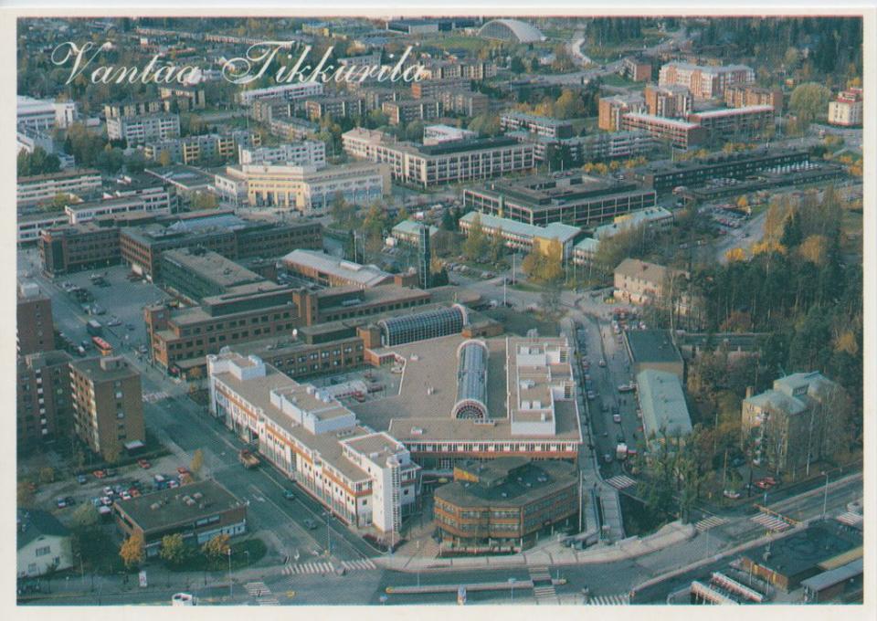 Tikkurila postikortti, jossa on ilmakuva Tikkurilasta. 