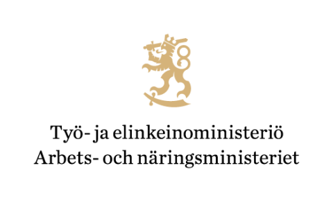 Työ- ja elinkeinoministeriön logo.